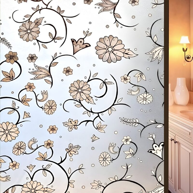 White Flowers Self Adhesive Window Film (Code - 9)