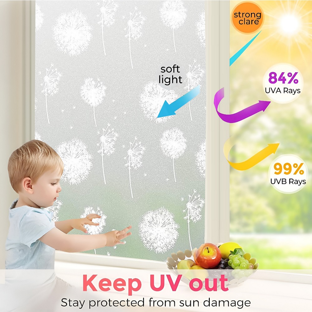 Icy flowers Design Self Adhesive Window Film (Code - 5019) - Image 3