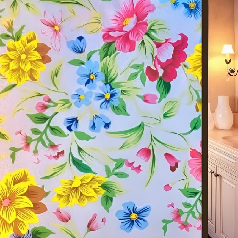 Peppy Flowers Design Self Adhesive Window Film (Code - 5049)
