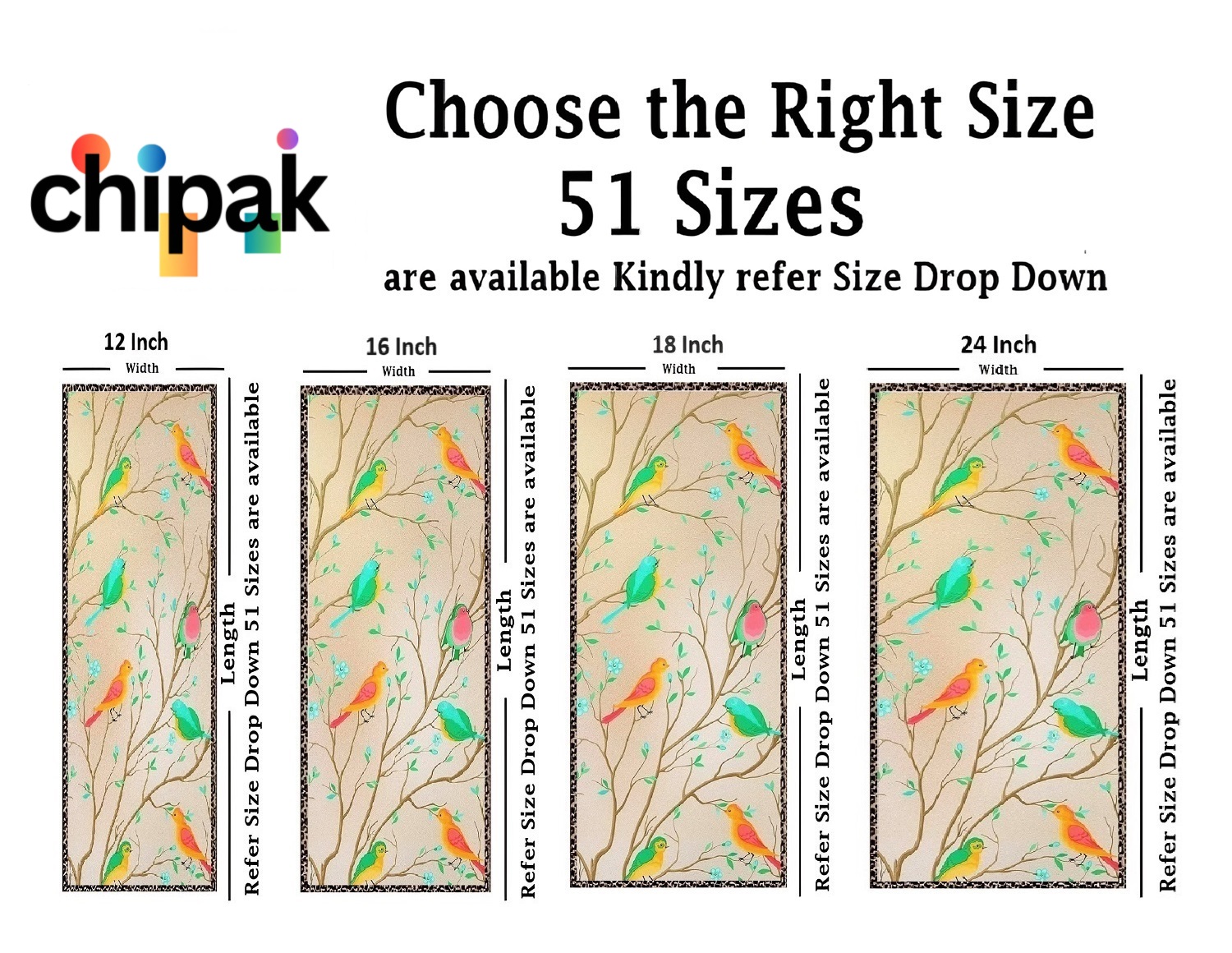 Frosted Birds Design Self Adhesive Window Film (Code - Birds) - Image 2