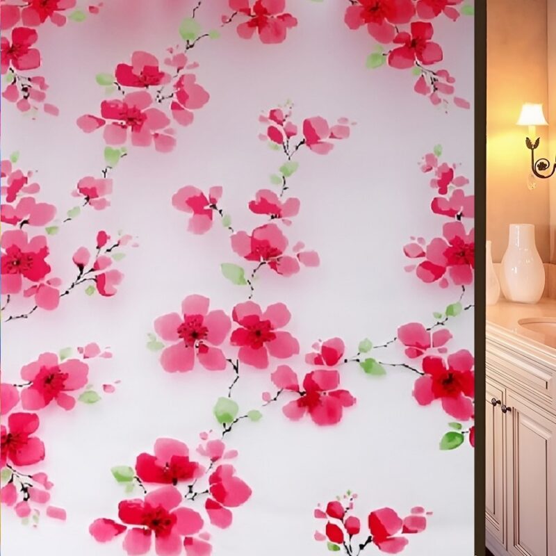 Pink Floral Self Adhesive Window Film (Code - 32)