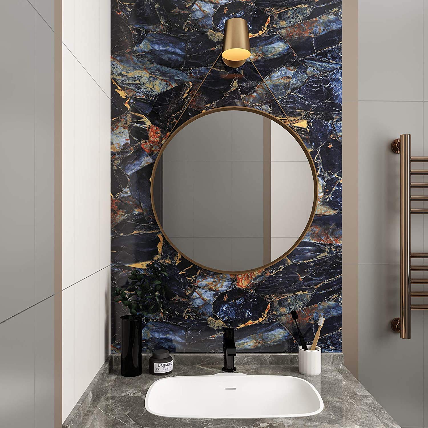 Blue Stone Marble Self-Adhesive Wallpaper - (Code-29) - Image 3