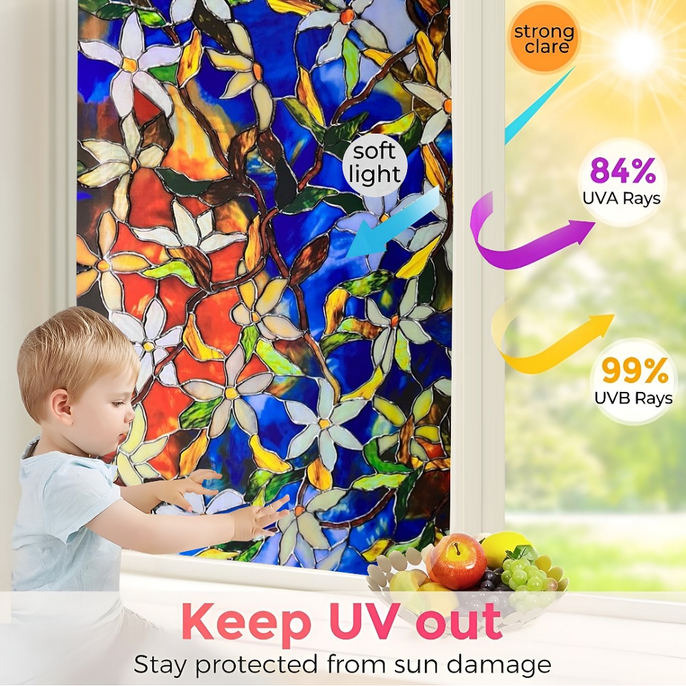 Blue Leaves Self Adhesive Window Film (Code - 14) - Image 3