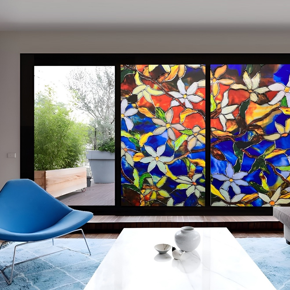 Blue Leaves Self Adhesive Window Film (Code - 14) - Image 4