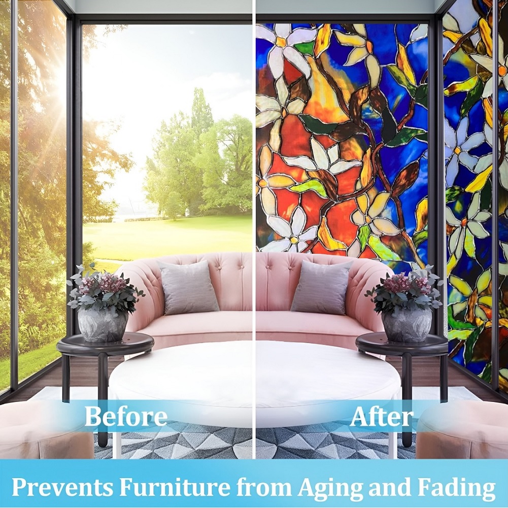 Blue Leaves Self Adhesive Window Film (Code - 14) - Image 5