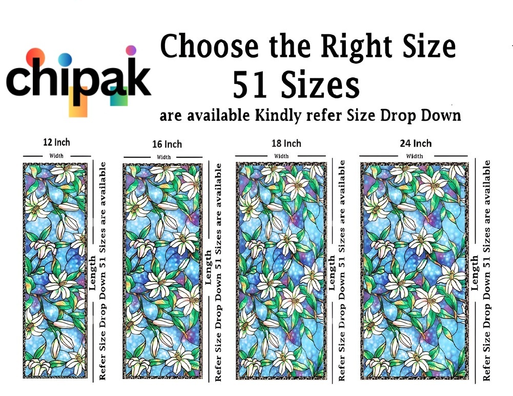 Blue Lily Flowers Design Self Adhesive Window Film (Code - 853 ) - Image 2