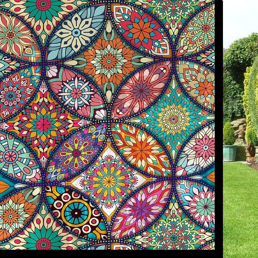 Mandala Multicolor Self Adhesive Window Film (Code - 17 )