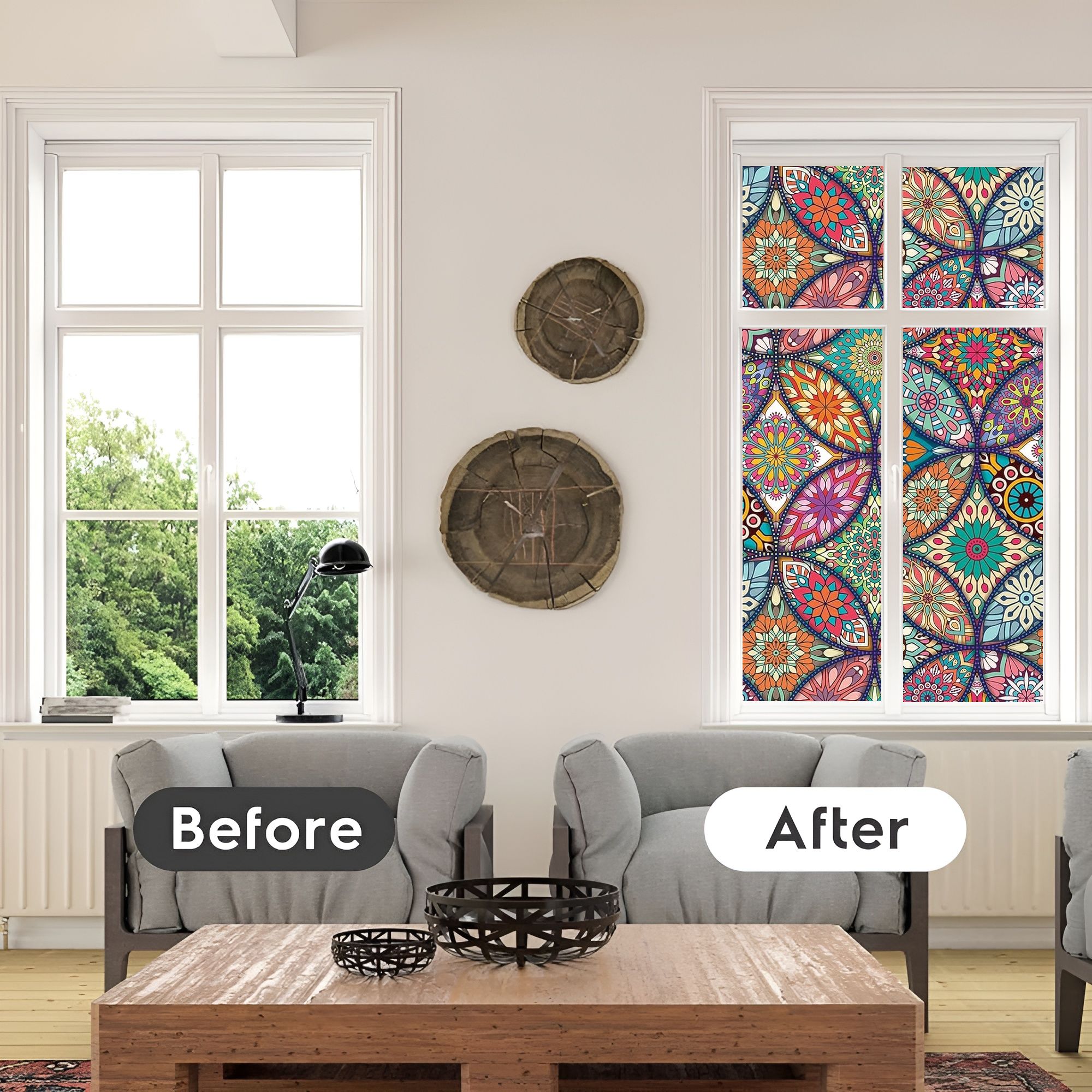 Mandala Multicolor Self Adhesive Window Film (Code - 17 ) - Image 4