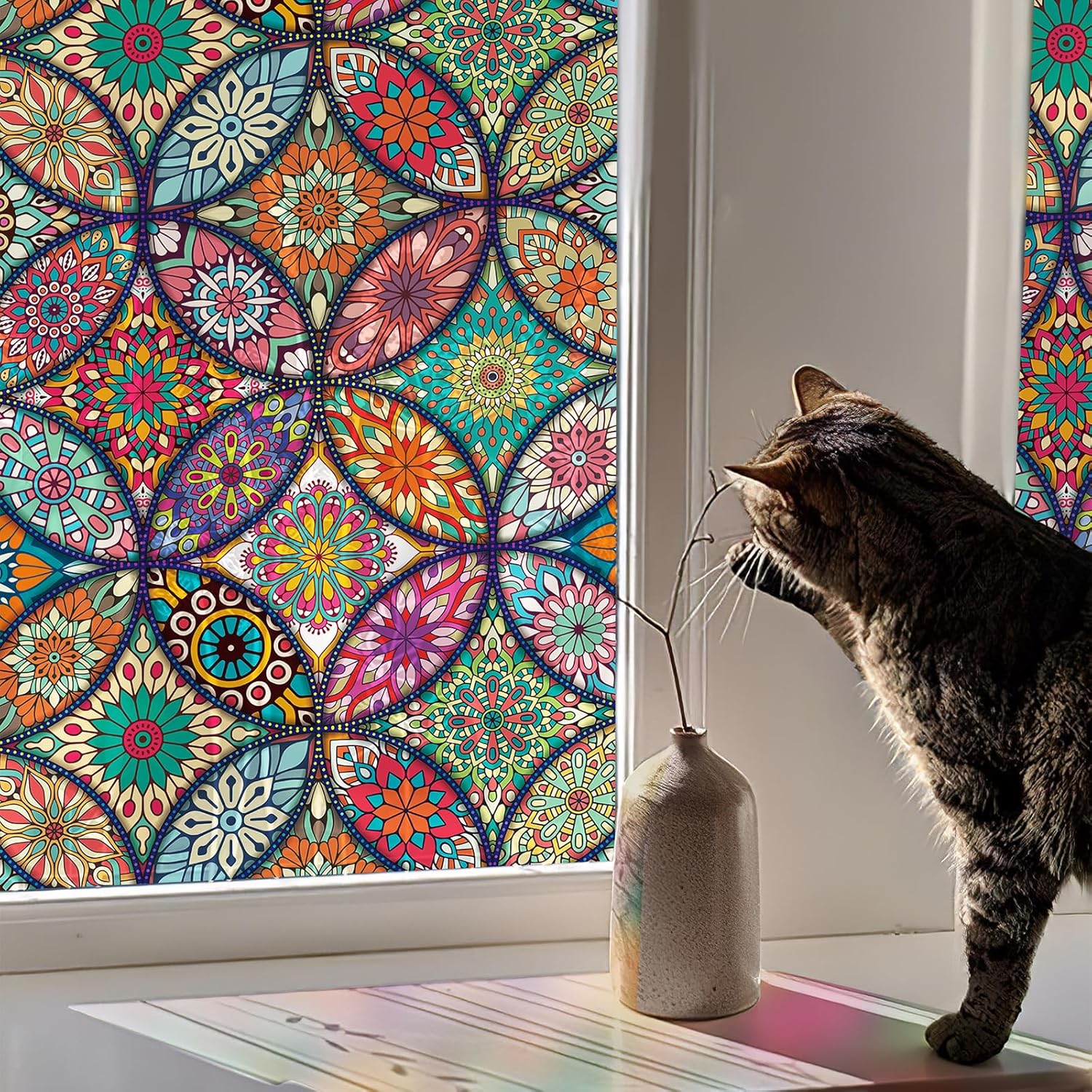 Mandala Multicolor Self Adhesive Window Film (Code - 17 ) - Image 5